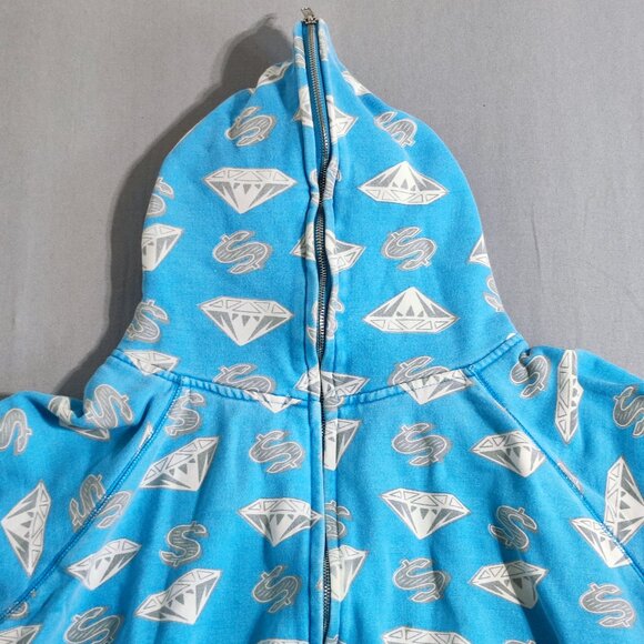 BBC Billionaire Boys Club full zip hoodie boys XL light blue with graphic - Picture 4 of 11